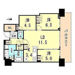 プラウドタワー神戸垂水 2LDKの間取図画像