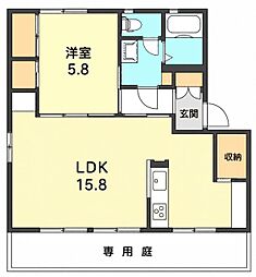 アイクスコートL棟 1LDKの間取図画像