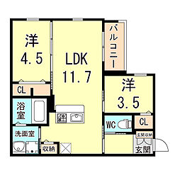 明石市硯町1丁目PJ(仮称) 2LDKの間取図画像