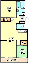 グリーンハイム山口 2LDKの間取図画像
