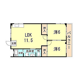 みづほハイツ 2LDKの間取図画像