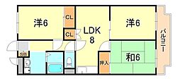 シャトー水田2 3LDKの間取図画像