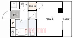明光ハウス 1Kの間取図画像