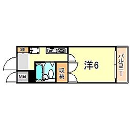 ロイヤル魚住 1Kの間取図画像