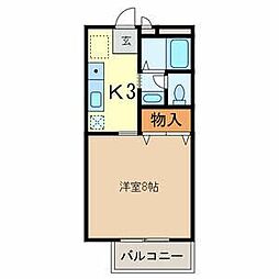 サンガーデン2 1Kの間取図画像