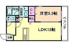 オーキッドコートＢ 1階1LDKの間取り