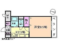 ツインステージ南花屋敷 1Kの間取図画像