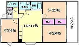 ベルエール池田 2LDKの間取図画像