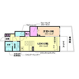 サニーコートB棟 1LDKの間取図画像