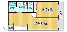 グランドメゾン花屋敷 1LDKの間取図画像