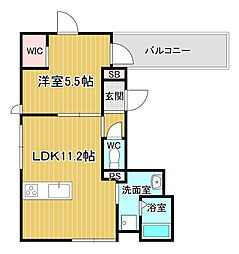 池田市大和町マンション 1LDKの間取図画像