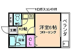 トヨノ第五マンション 1Kの間取図画像