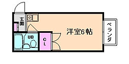 プティメゾン花屋敷 ワンルームの間取図画像