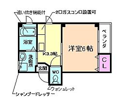 第2ビーグルマンション 1Kの間取図画像