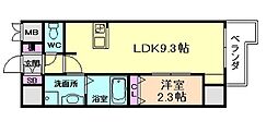 オンリーワン鶴之荘 1LDKの間取図画像