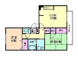 サンハイツツチタニ 2LDKの間取図画像