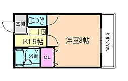 SOLEIL花屋敷 1Kの間取図画像