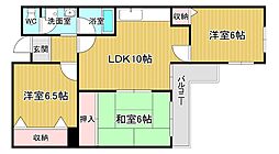 シュロス2五月山 3LDKの間取図画像