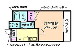 ハッピーハウス川西 1Kの間取図画像