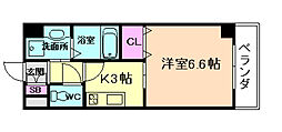 グランデトワール3 1Kの間取図画像