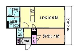 ローズハウス 1LDKの間取図画像