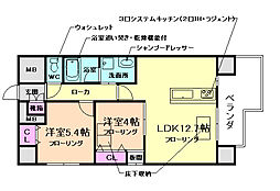 グランデージ池田栄本町 2LDKの間取図画像