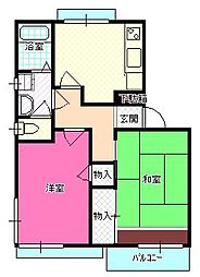 メゾンシェーヌ 2DKの間取図画像
