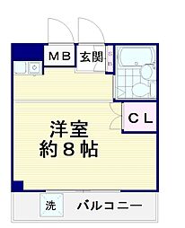 生川ビル 3階ワンルームの間取り