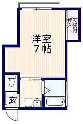 金城ビル 3階1Kの間取り