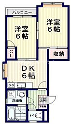 南台・グリーン・ハウス 2DKの間取図画像
