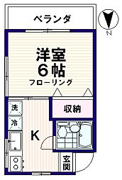 あけぼの荘 1Kの間取図画像