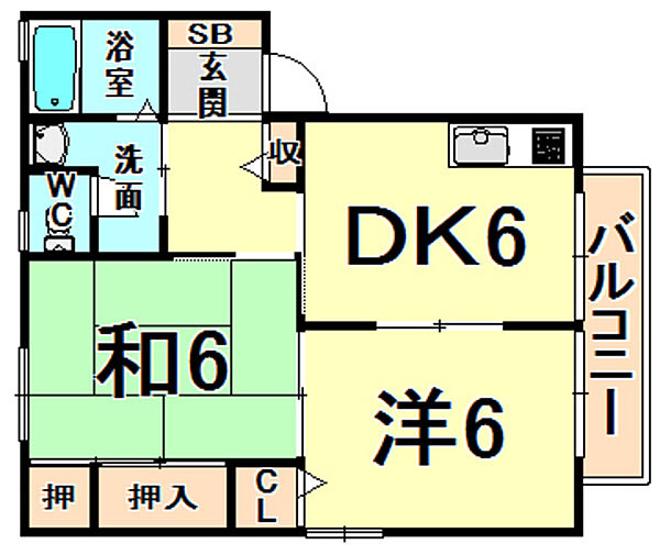 兵庫県伊丹市池尻７丁目(賃貸アパート2DK・1階・43.75㎡)の写真 その2