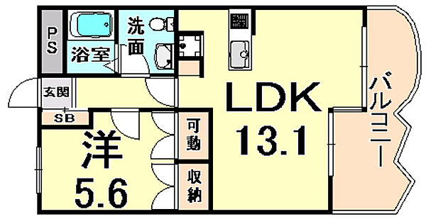 兵庫県尼崎市常松１丁目(賃貸マンション1LDK・3階・45.41㎡)の写真 その2