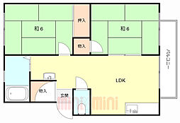 ハイムブリーゼ 2階2LDKの間取り