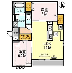 マハナ 1階2LDKの間取り