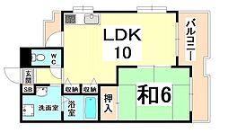 メゾンドール稲野 3階1LDKの間取り