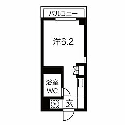 デリード塚本駅前 7階ワンルームの間取り