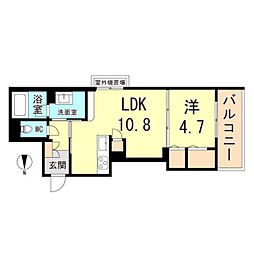シャーメゾン　アベリア 2階1LDKの間取り