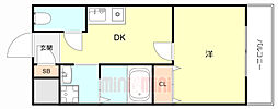 リビングエース平和 2階1DKの間取り