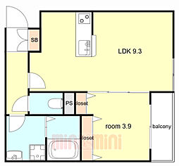 (仮称)La-Crea塚口本町 3階1LDKの間取り