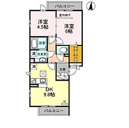 ル　ポンテ　C棟 1階2DKの間取り