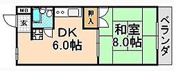 ソレイユ伊丹 1DKの間取図画像