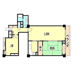 ポートピアプラザＡ棟 25階2LDKの間取り