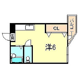 東門エースタウンビル 4階ワンルームの間取り