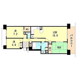 パーク・ハイム神戸熊内町 2階3LDKの間取り