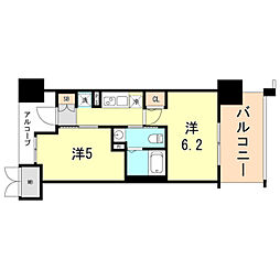 エステムプラザ神戸西Vミラージュ 5階2Kの間取り