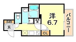 アドバンス神戸アルティス 10階1Kの間取り