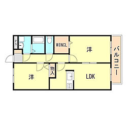 レストフル 2階2LDKの間取り