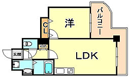 アミーグランコート三宮 4階1LDKの間取り