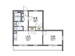レオパレス翼4 2DKの間取図画像